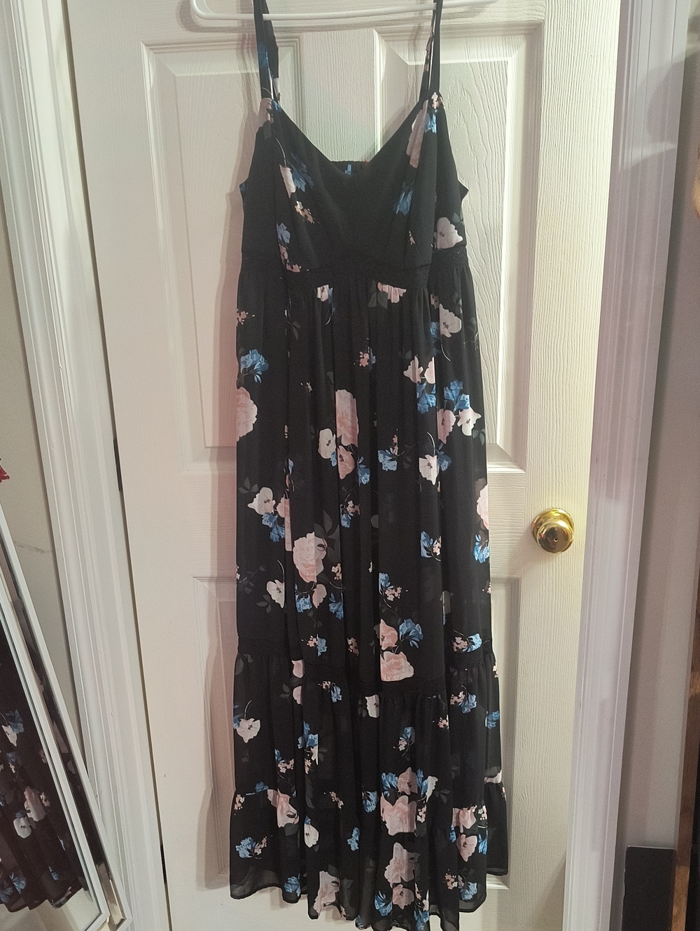 torrid Black Floral Maxi Dress with Blue & Pink Blooms